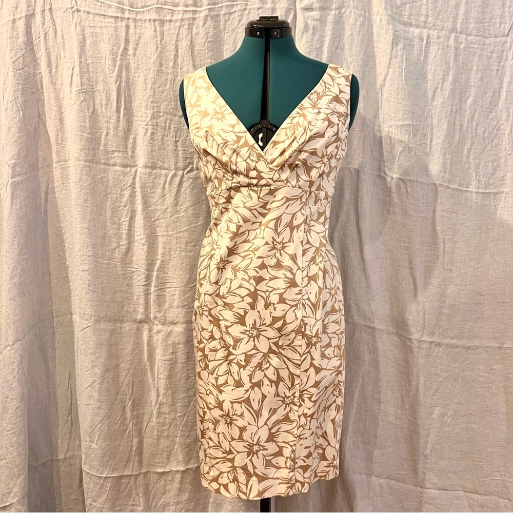 Anne Klein Sheath Midi Dress Plunge Neckline
